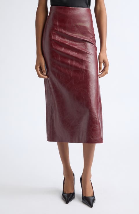 Maeve Faux Leather Midi Skirt