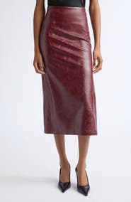 ALICE + OLIVIA Maeve Faux Leather Midi Skirt
