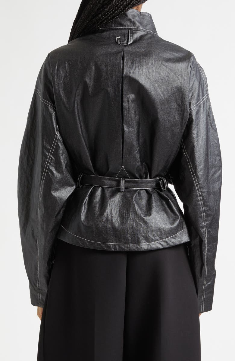 Jacquemus Le Blouson Ciro Belted Coated Linen Jacket, Alternate, color, Black