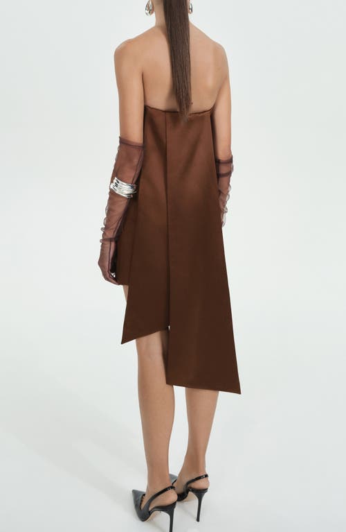 Mango Convertible Satin Minidress In Brown