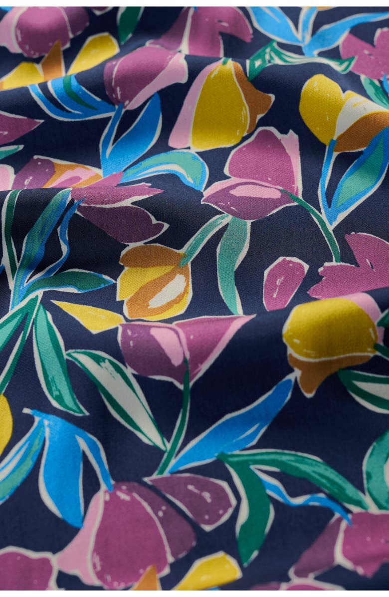 Seasalt Cornwall Housel Bay Print Satin Midi Dress, Alternate, color, Collaged Tulips Maritime