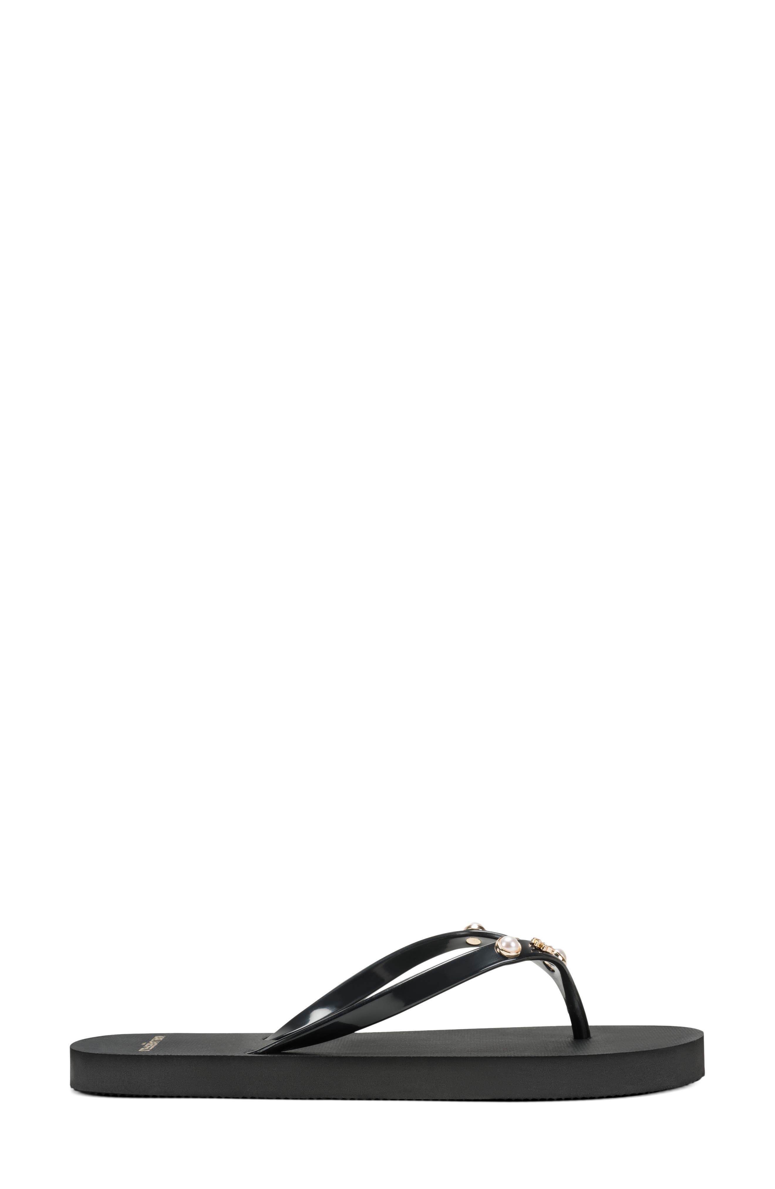 Zimia Pearl Flip Flop, Alternate, color, BLACK