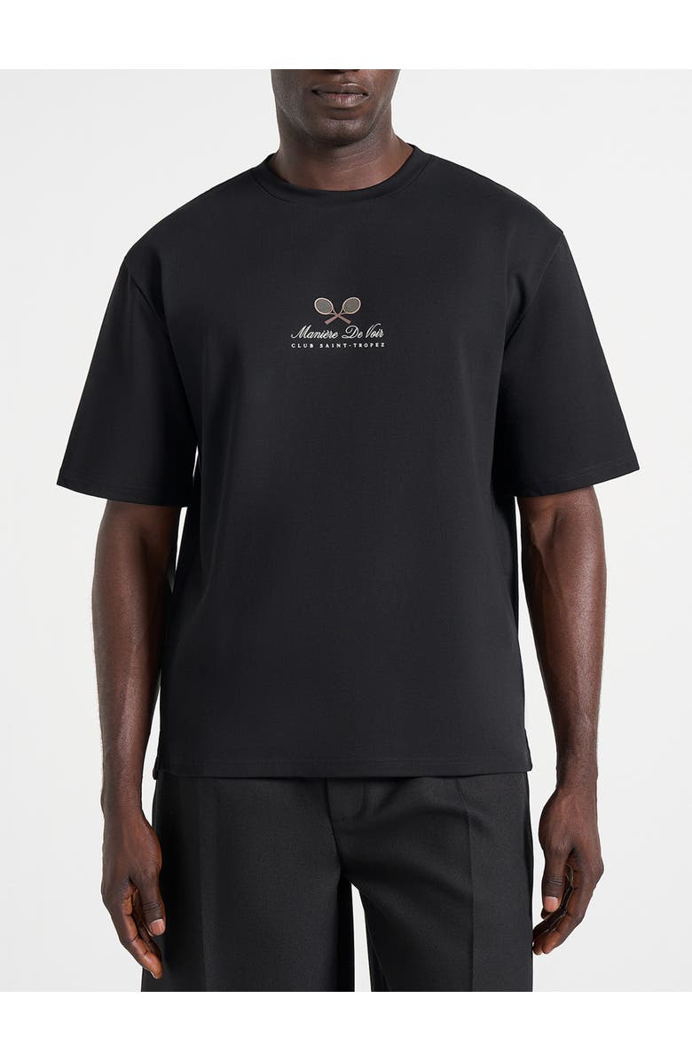 Manière De Voir Aaron Club Saint-Tropez Cotton T-Shirt, Alternate, color, Black