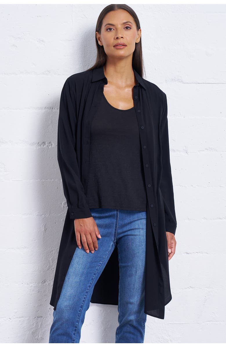 Franne Golde Easy Midi Lightweight Layering Shirt, Alternate, color,