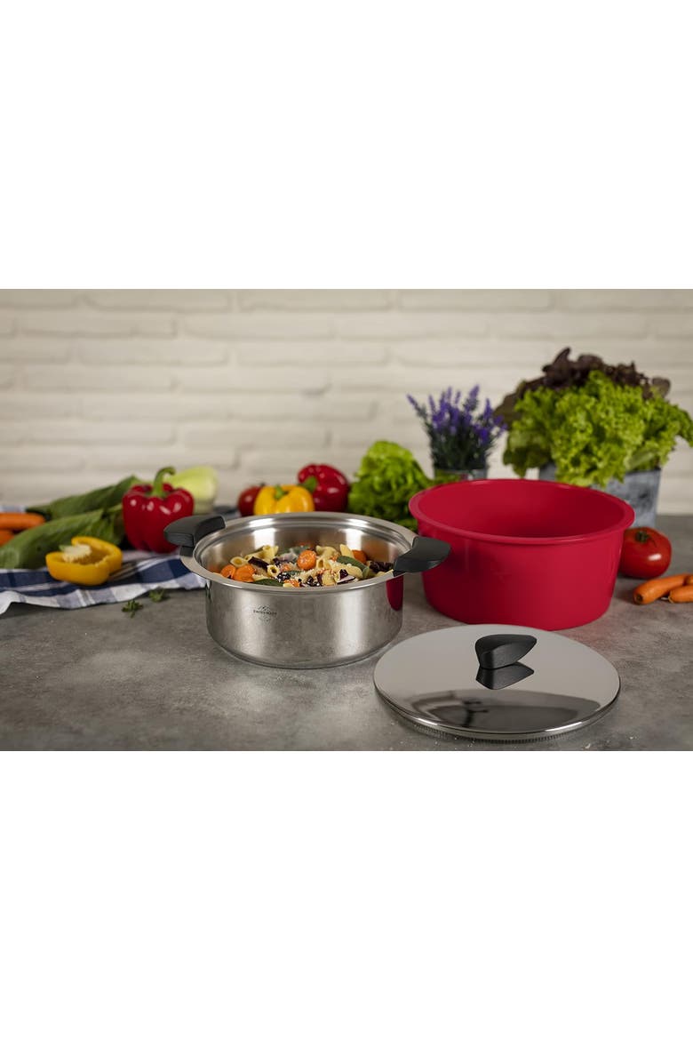 Hotpan Stainless Steel Cooking Pot with Insulated Bowl, 3.2-Quart, Alternate, color, Red