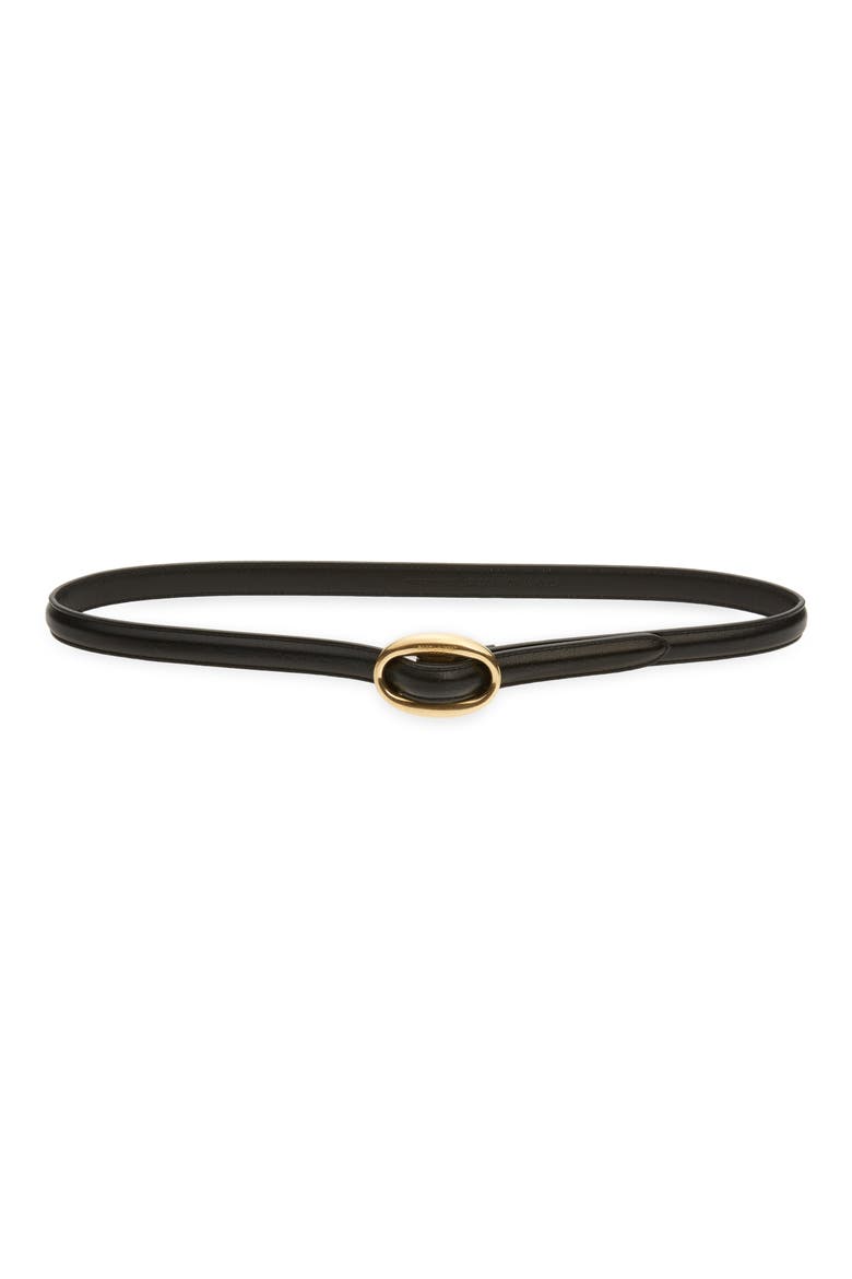 Logo Buckle Leather Belt, Main, color, BLACK/ GOLD