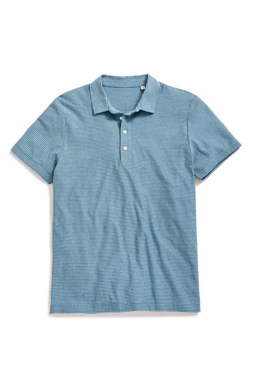 Billy Reid Pensacolo Stripe Polo In Steel Blue/carbon Blue