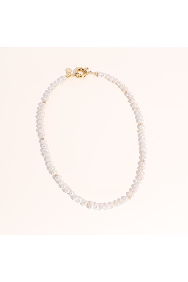 Freshwater Pearl Station Necklace, Main, color, Gold