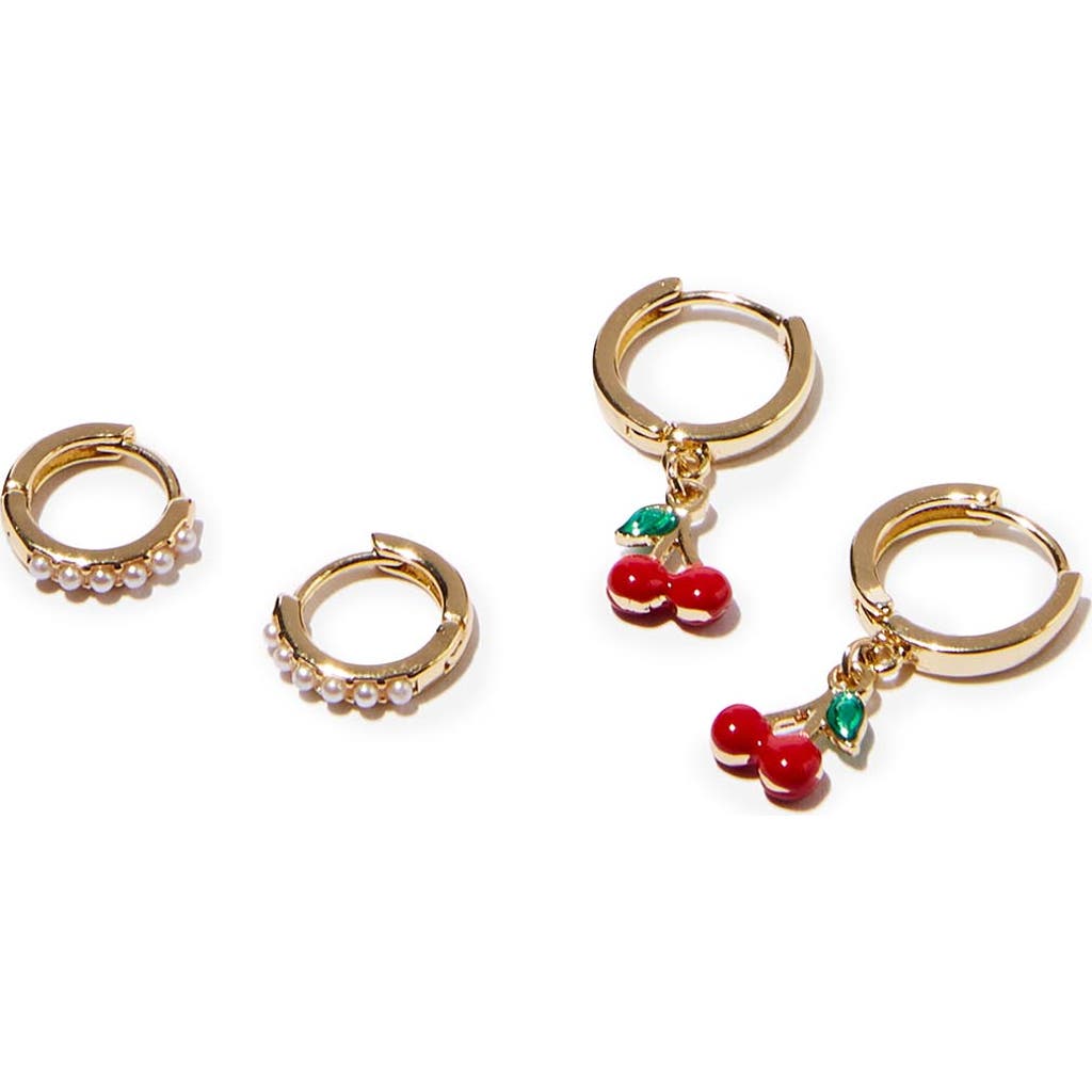 Rubi Shoes 2pk Mid Earring In Up Gold Cherry Pearl