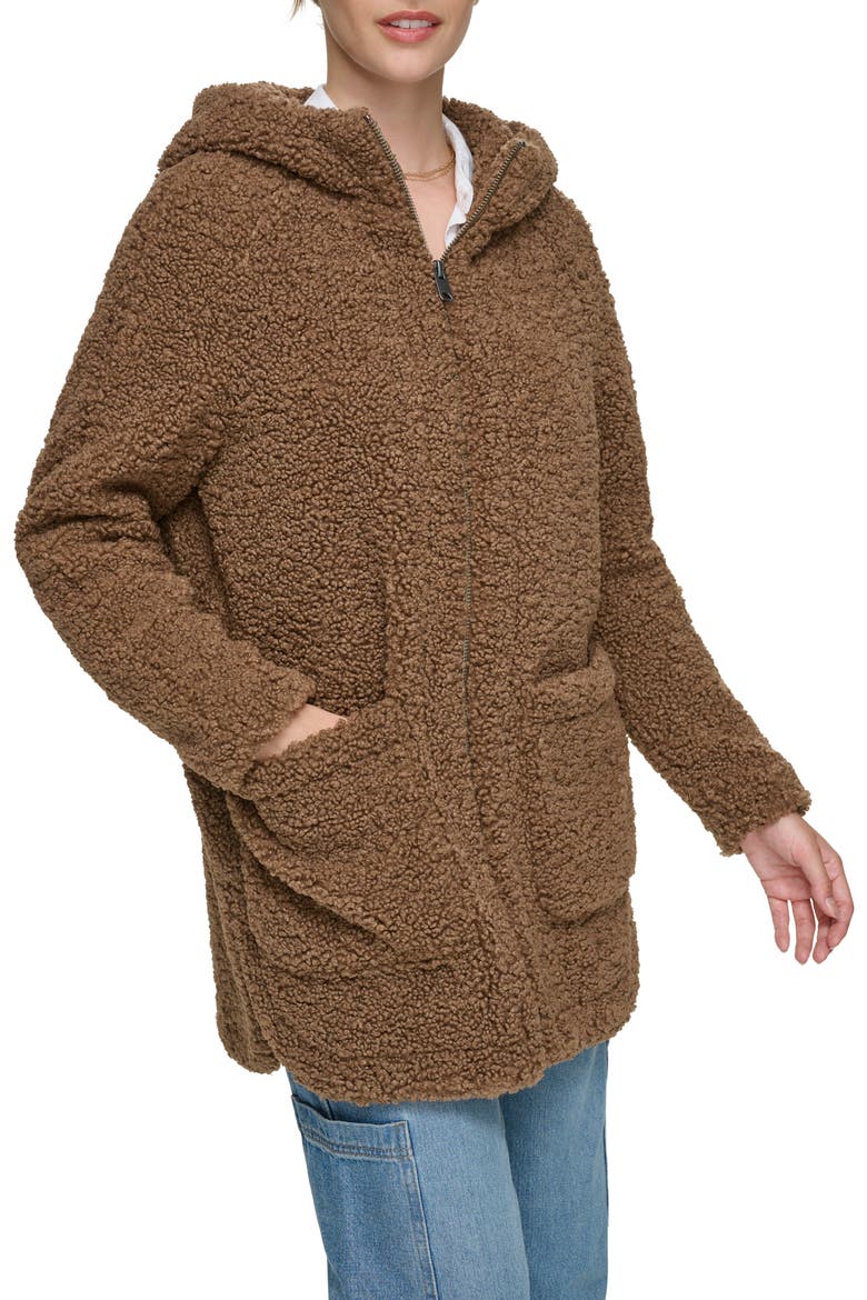 Seneca Faux Shearling Hooded Jacket, Alternate, color, WALNUT