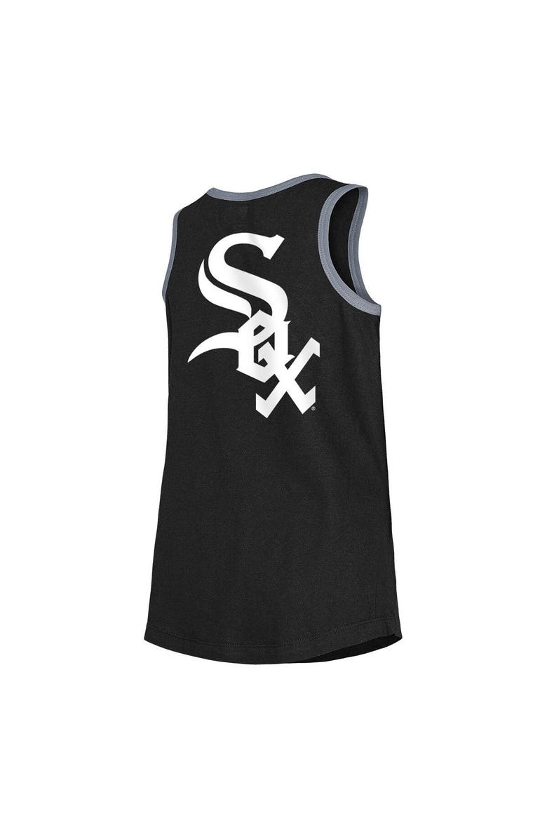 New Era Girls Youth New Era Black Chicago White Sox Henley Tank Top, Alternate, color, Black
