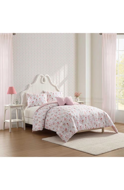 Laura Ashley Ballerina Divas 3-piece Queen Microfiber Comforter & Sham Set In Pink