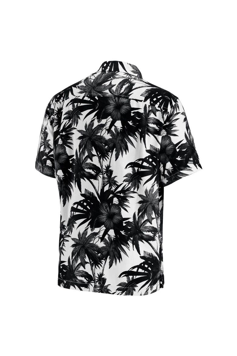 Men's Tommy Bahama Black Carolina Panthers Sport Harbor Island Hibiscus Camp Button-Down Shirt, Alternate, color, Black