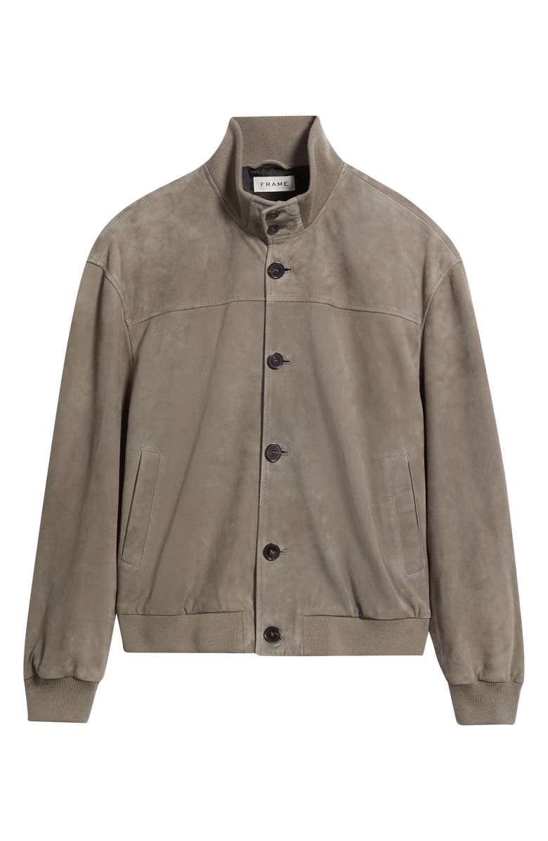 FRAME Rib Detail Suede Jacket, Alternate, color, Smoky Green