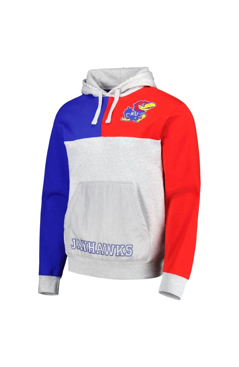 Mitchell & Ness Men's Mitchell & Ness Heather Gray Kansas Jayhawks Tie-Breaker Pullover Hoodie, Alternate, color, Heather Gray