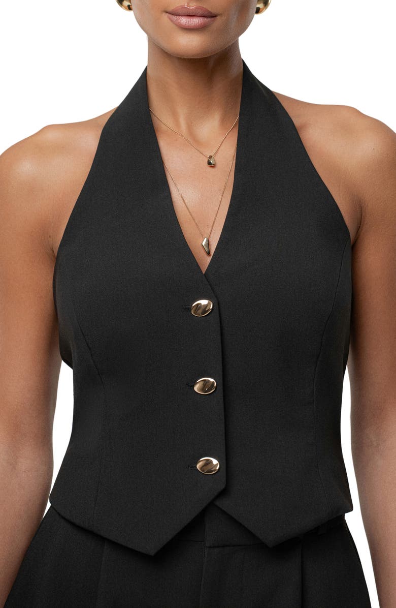 JLUXLABEL Luxe Halter Vest, Alternate, color, Black