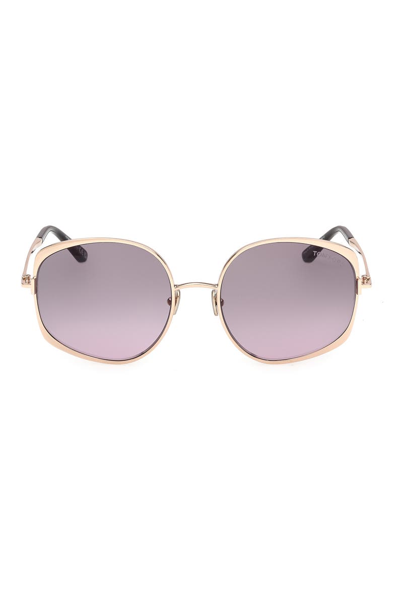 Abbey 58mm Round Sunglasses, Main, color, GOLD BLACK / GRADIENT SMOKE