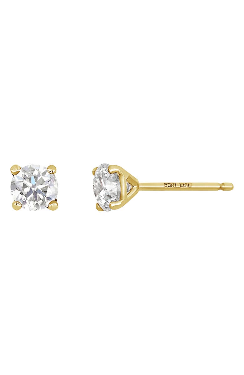 Bony Levy Prong Diamond Stud Earrings - 0.50 ctw., Main, color, 14K Yellow Gold