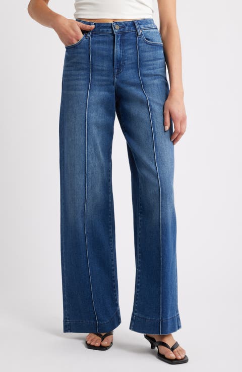 Pintuck High Waist Wide Leg Jeans