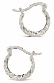 Sterling Forever Croissant Dome Hoop Earrings