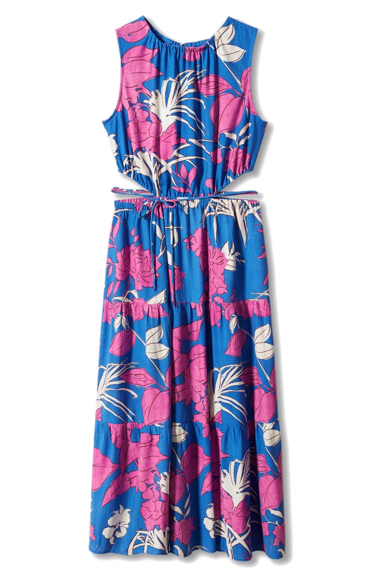 MANGO Floral Cutout Midi Dress, Alternate, color, 