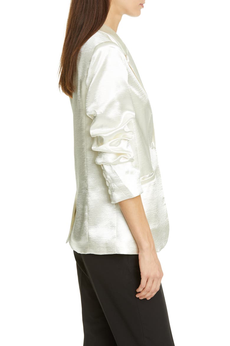 Kylie Hammered Satin Jacket, Alternate, color, GARDENIA WHITE