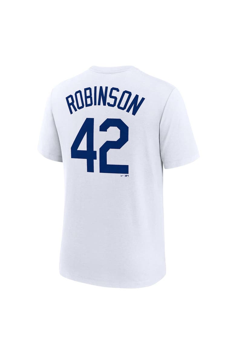 Men's Nike  Jackie Robinson White Brooklyn Dodgers Cooperstown Collection Tri-Blend Name & Number T-Shirt, Alternate, color, White