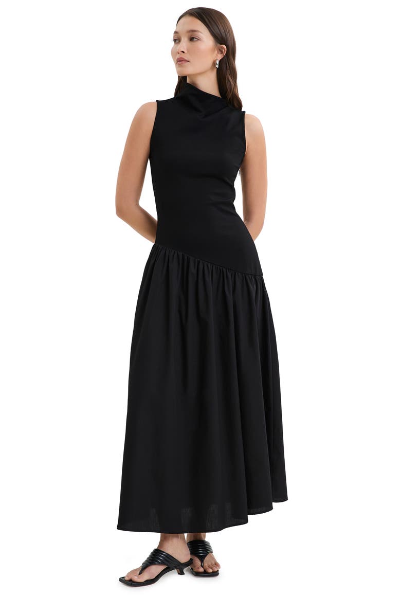 Marcella Hutton Sleeveless Mixed Media Maxi Dress, Alternate, color, Black