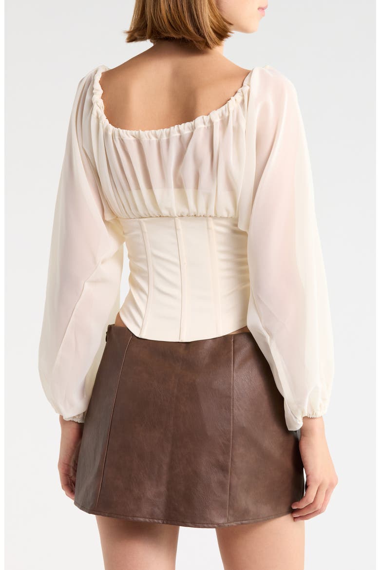 Blouson Sleeve Corset Top, Alternate, color, WHITE