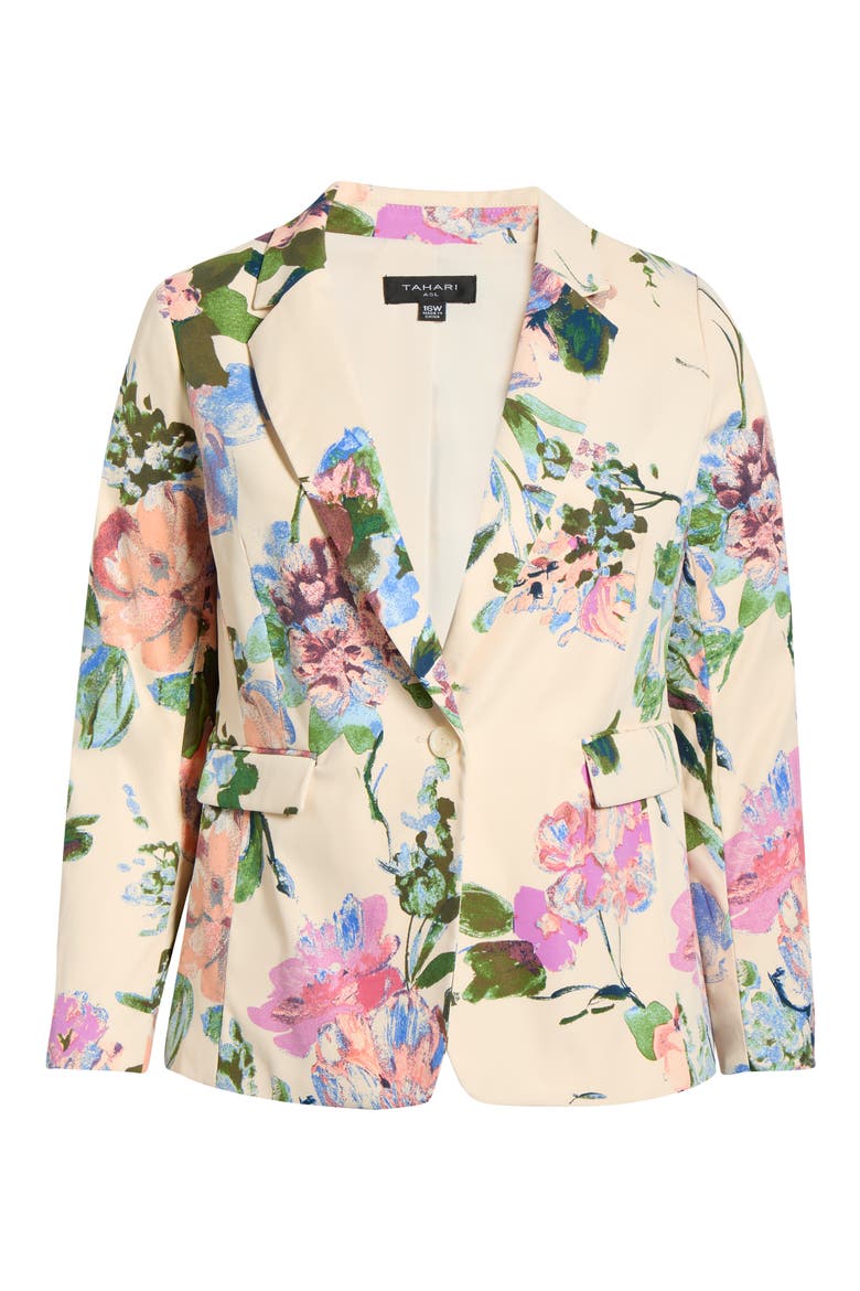 Floral One-Button Blazer, Alternate, color, SAND PEACH