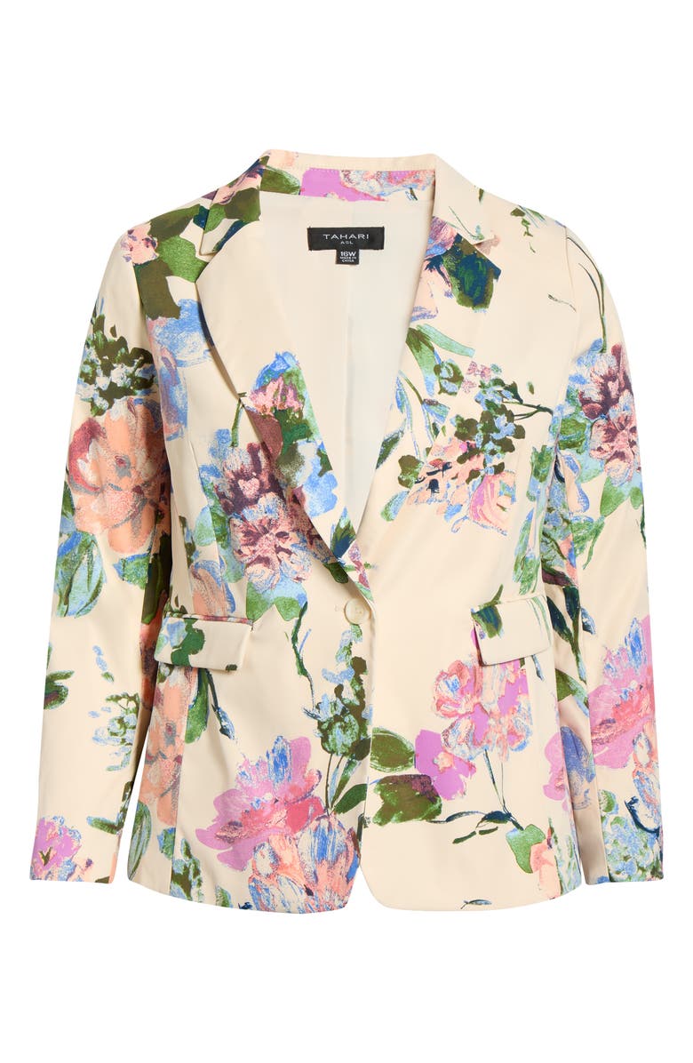 Tahari ASL Floral One-Button Blazer, Main, color, Sand Peach