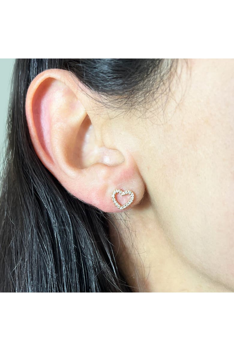 Diamond Cut Out Heart Stud Earrings, Alternate, color, Yellow Gold