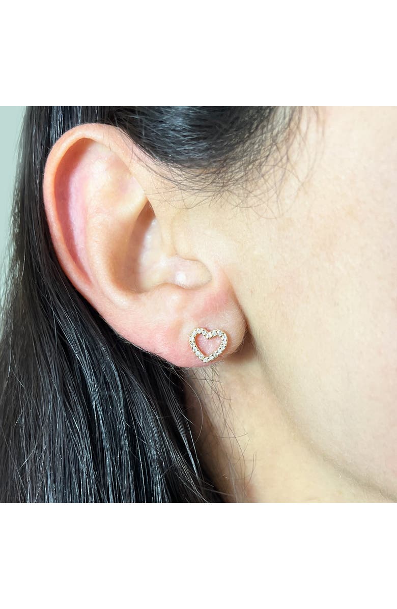The Lovery Fine Jewelry Diamond Cut Out Heart Stud Earrings, Alternate, color,