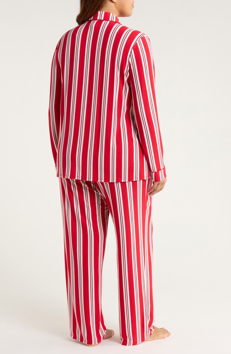 Nordstrom Moonlight Eco Knit Pajamas, Alternate, color, Red- Ivory Carol Stripe