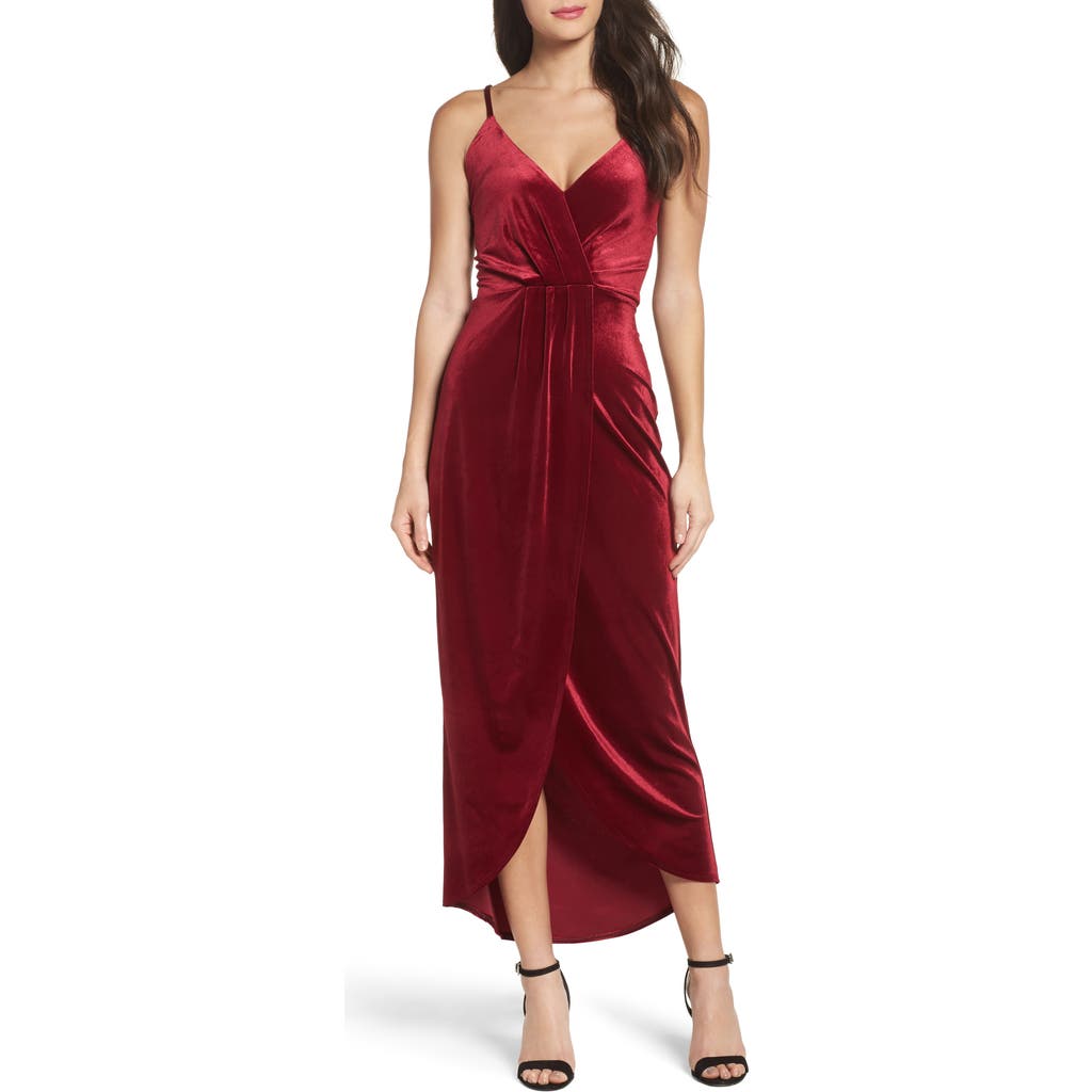 Fraiche By J Velvet Slipdress In Burgundy