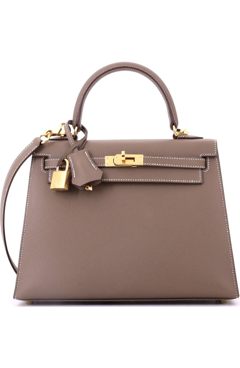 Pre-Owned Hermes Kelly Handbag Grey Epsom with Gold Hardware 25, Main, color, Etoupe