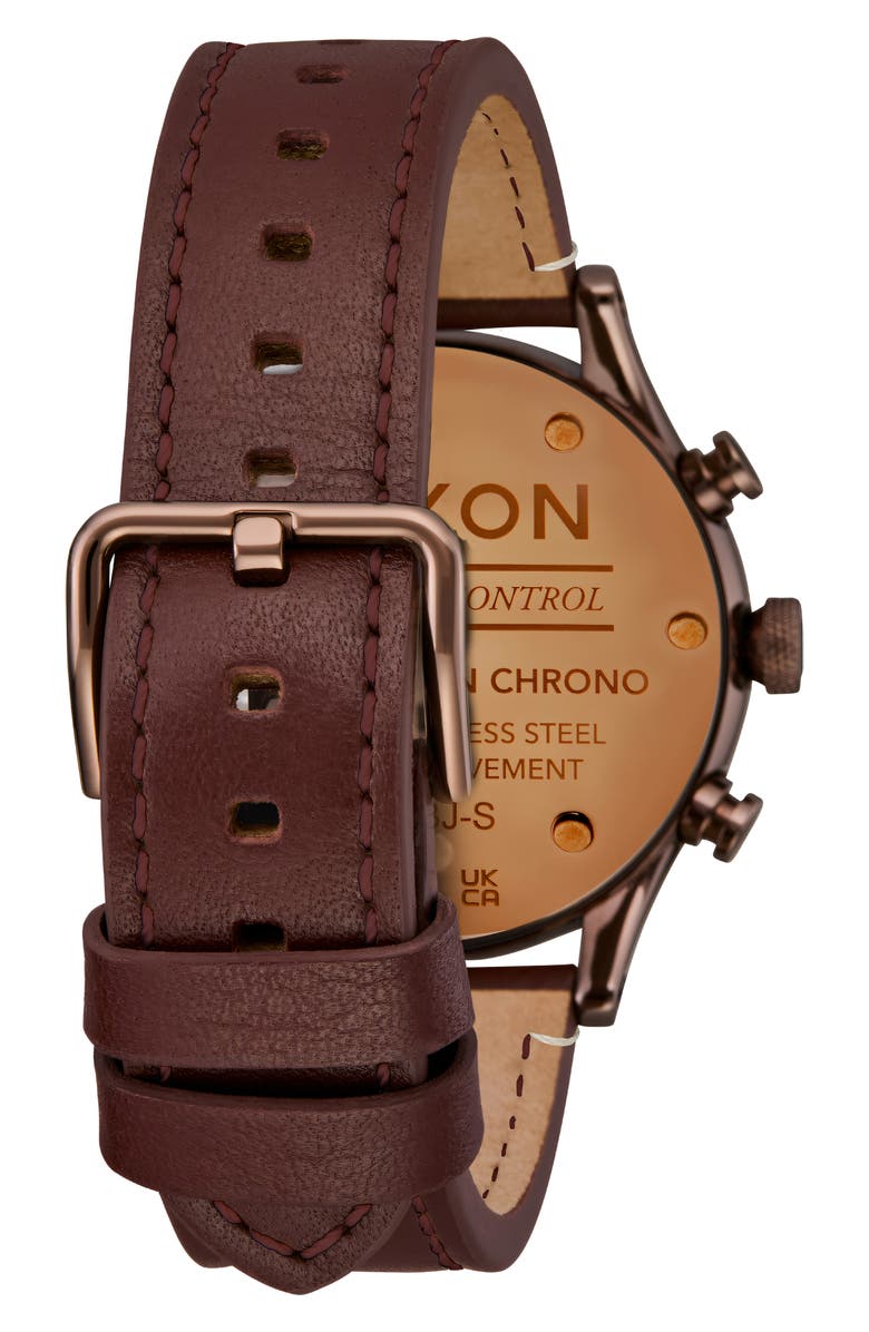 Nixon Station Chronograph Leather Strap Watch, 41mm, Alternate, color, 