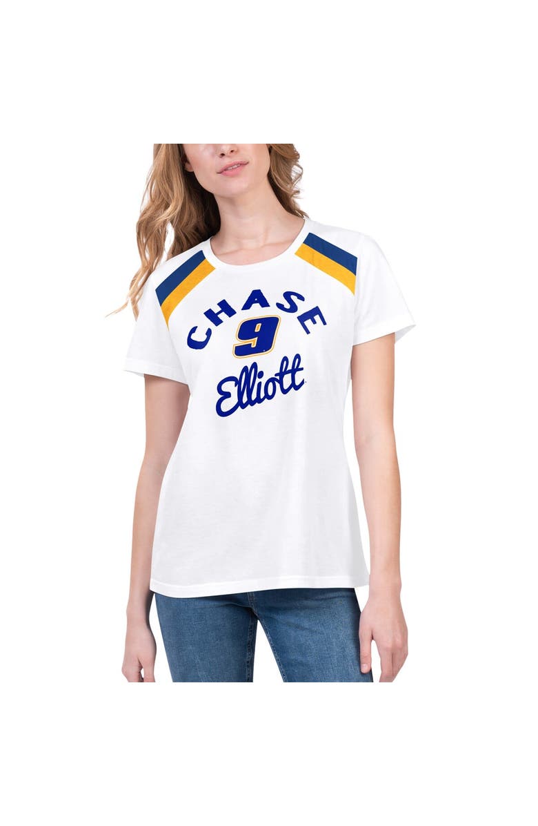 G-III 4HER BY CARL BANKS Women's G-III 4Her by Carl Banks White Chase Elliott Score T-Shirt, Alternate, color, White