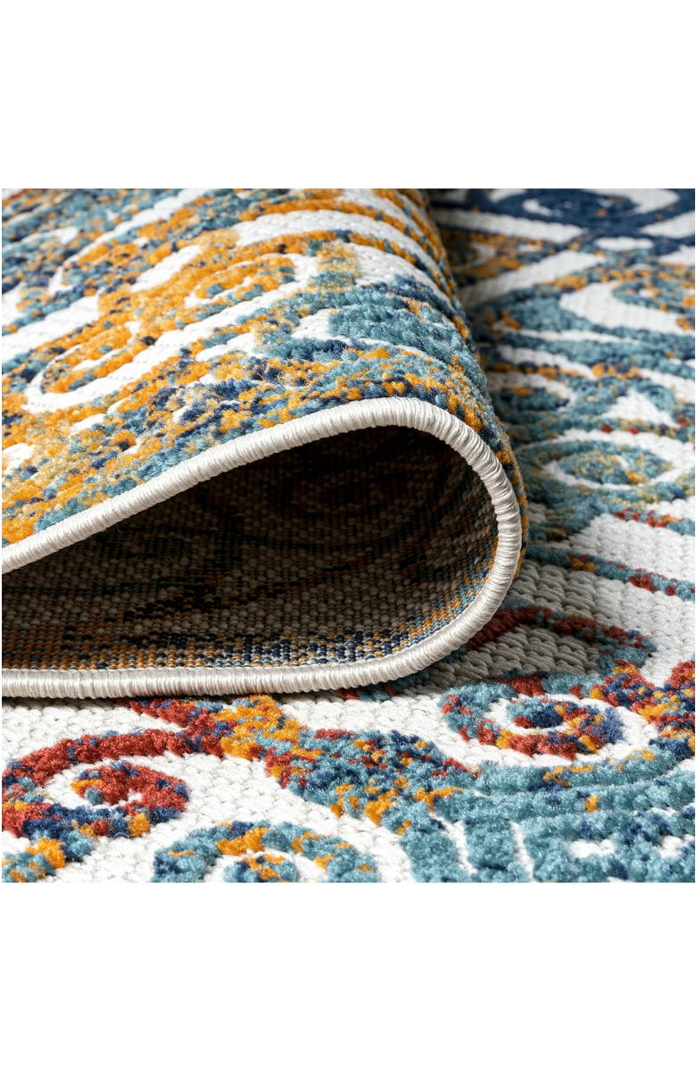 JONATHAN Y Cetara Ornate Trellis Indoor/Outdoor Area Rug, Alternate, color, Cream/Blue/Orange