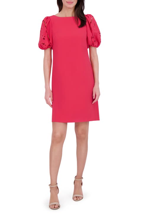 Signature Puff Sleeve Crepe A-Line Dress