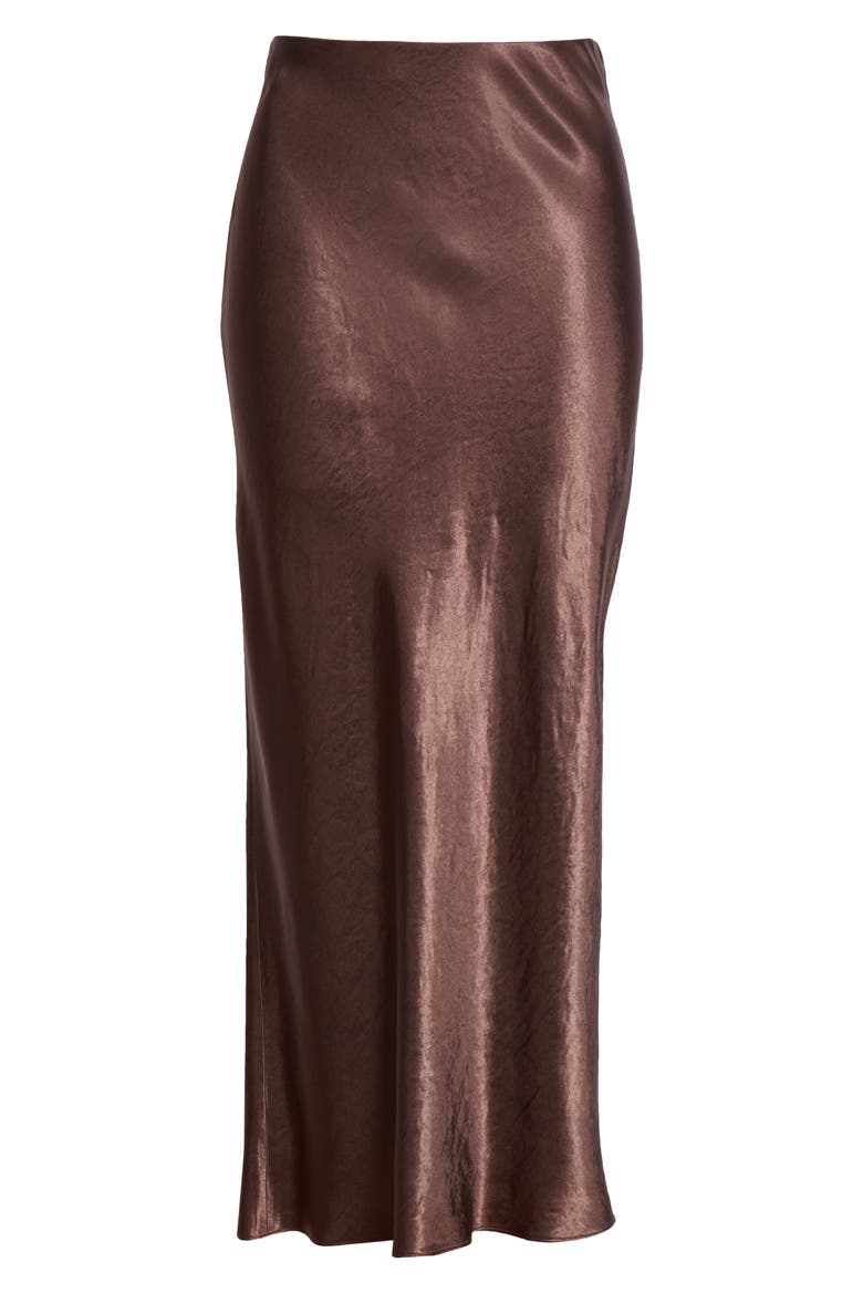 Side Slit Slip Midi Skirt, Alternate, color, BROWN STONE