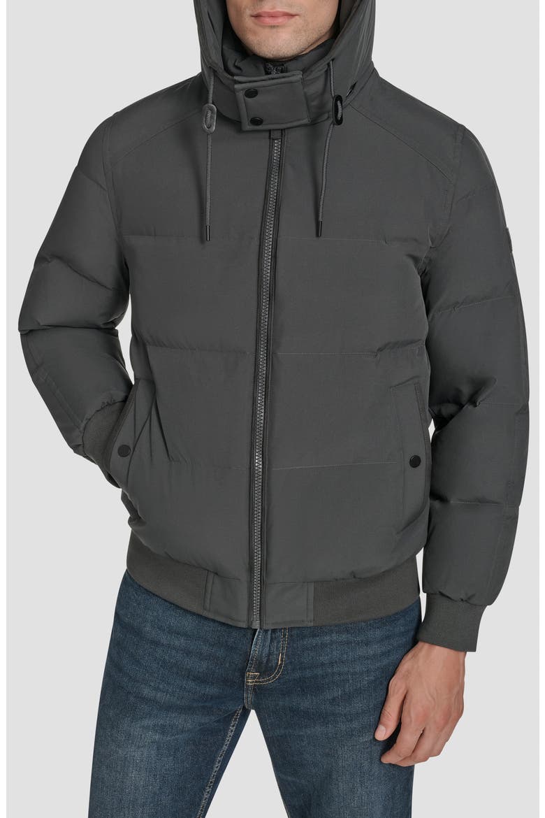 Langham Water Resistant Hooded Puffer Bomber Jacket, Alternate, color, CHARCOAL