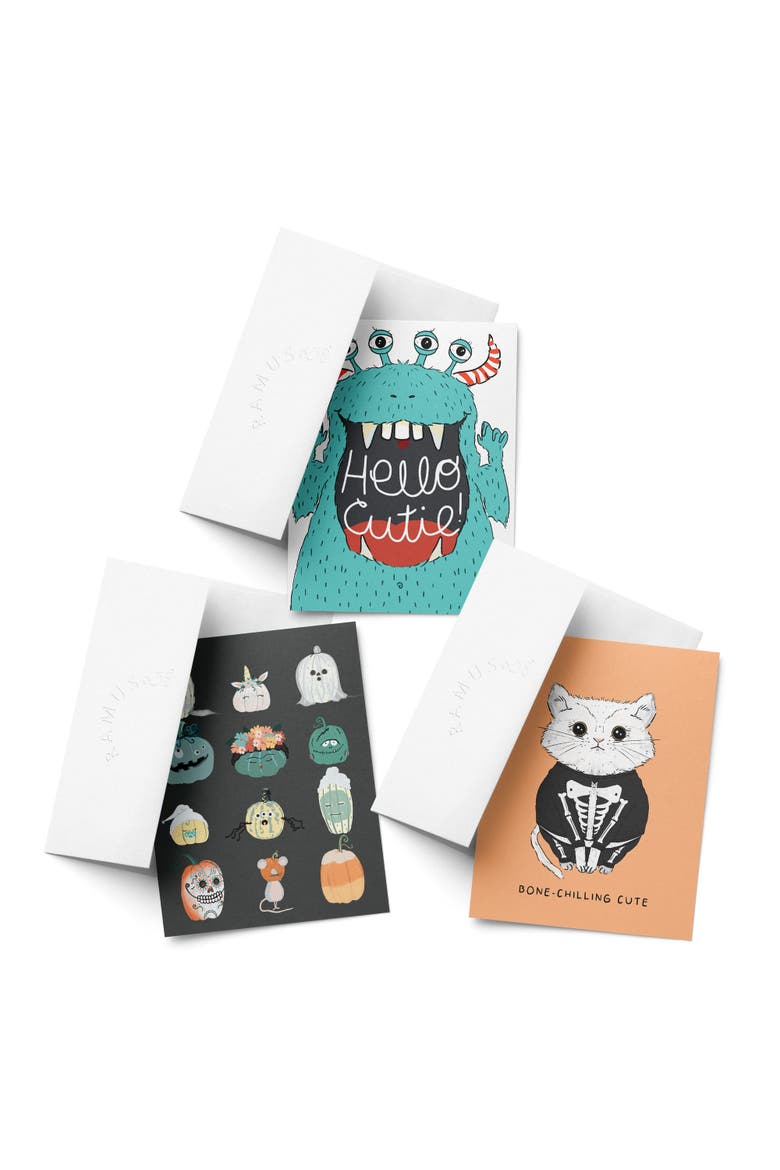 Hello Cutie, Pumpkin Dress Up, Bone Chilling Fall/Autumn Greeting Card Pack Sets, Main, color, Multi-Pack