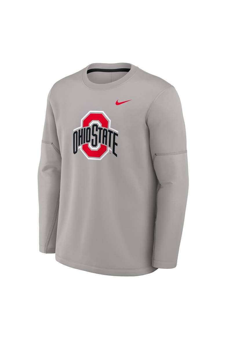 Men's Nike Gray Ohio State Buckeyes 2026 Sideline Coaches Therma-FIT Long Sleeve Top, Alternate, color, Gray