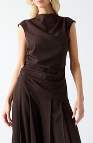 Marciano Kamila Ruched Mock Neck Top