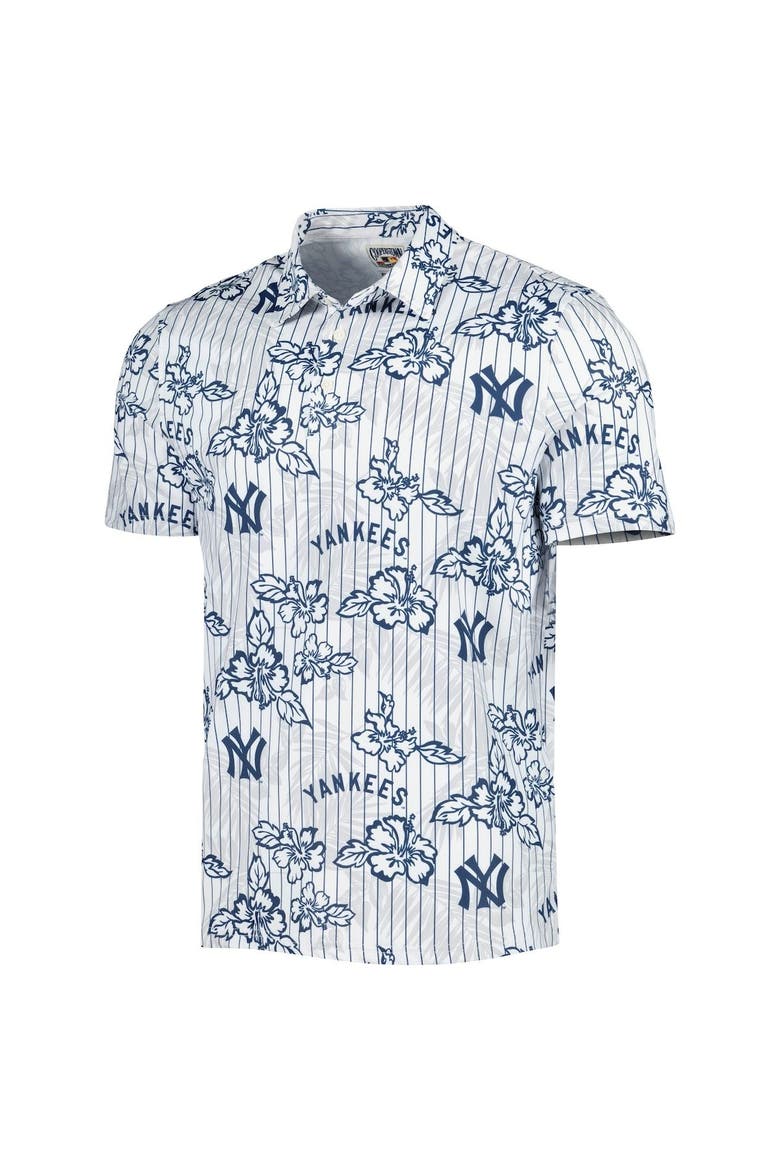 Men's Reyn Spooner White New York Yankees Cooperstown Collection Puamana Print Polo, Alternate, color, White