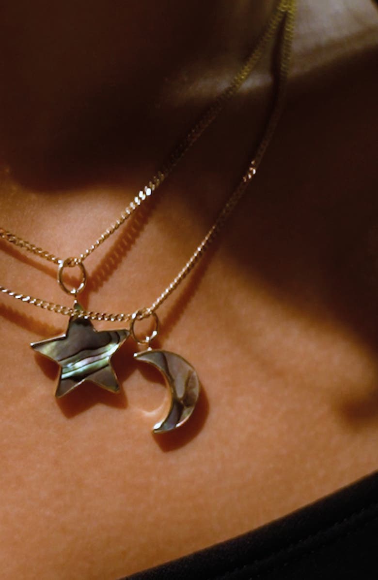 Freya Rose Necklace with Paua Moon, Alternate, color, Green