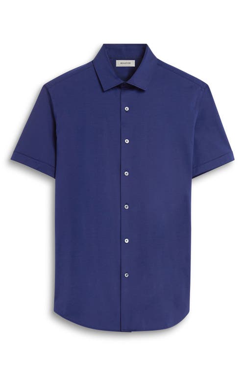 Bugatchi Miles Ooohcotton® Solid Short Sleeve Button-up Shirt In Navy