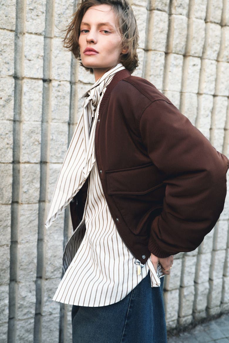 Shirt With Scarf, Main, color, White/striped