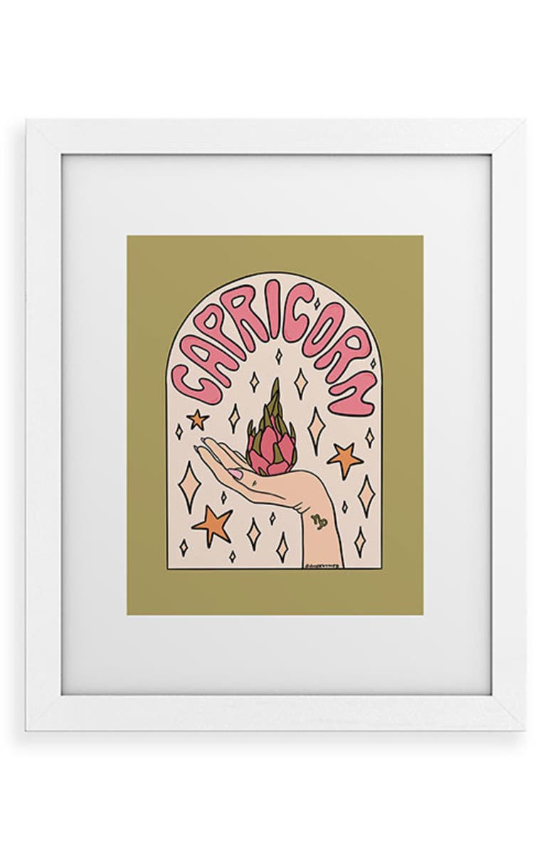 Deny Designs Capricorn Dragonfruit Framed Wall Art, Main, color, White Frame 11X14
